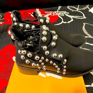 Black and silver booties